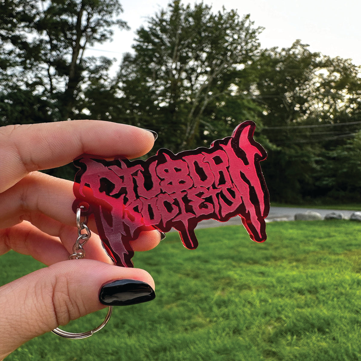 RED METAL KEYCHAIN – Stubborn Society